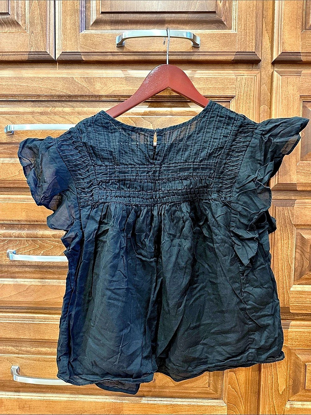 Banana Republic Black Ruffle Sleeve Blouse